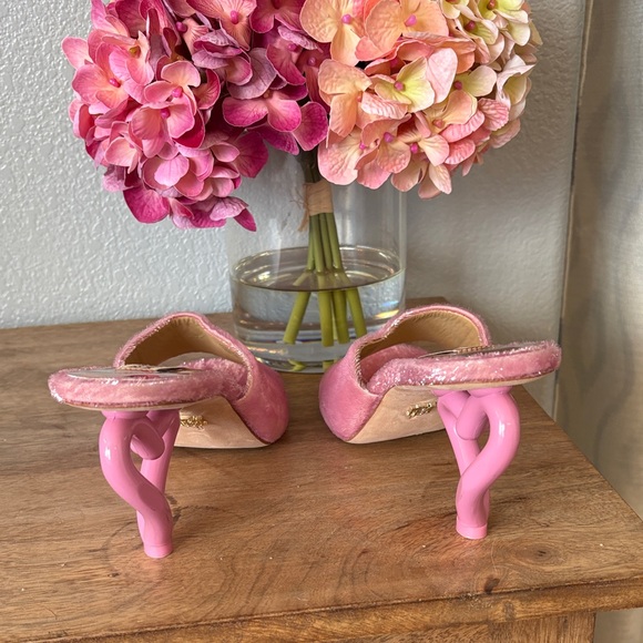 Badgley Mischka Pink Heart-Heel Mules - Picture 14 of 14